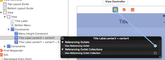 Right click the constraint, the drag new referencing outlet to view controller